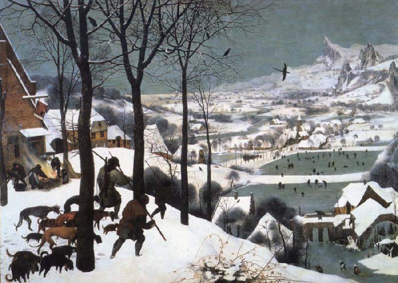 BRUEGEL, Pieter the Elder Hunters in the Snow oil painting image